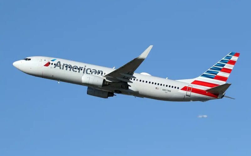 Avion volant de la compagnie aérienne américaine. 