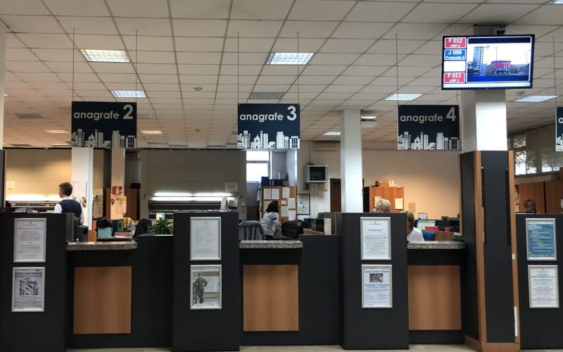 Bureau pour obtenir l'anagrafe en Italie. 