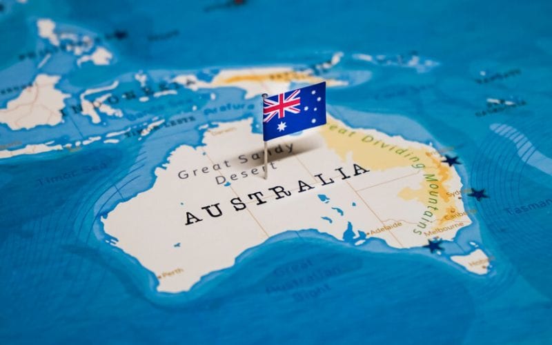 Une carte de l'Australie