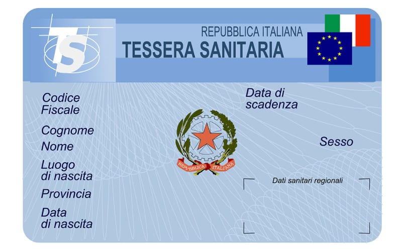 Carte de santé italienne. 