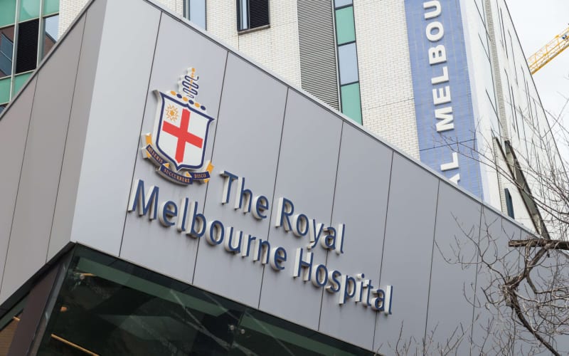 Façade de l'hôpital à Melbourne. 