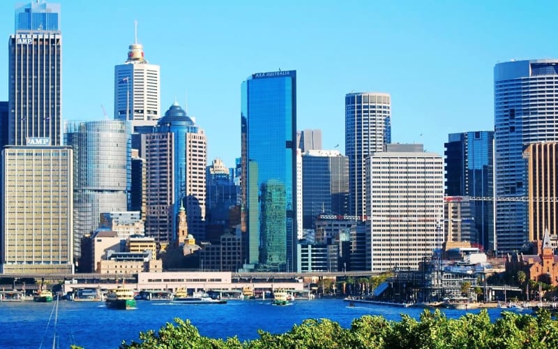 Un quartier d'affaires en Australie sous le soleil. 