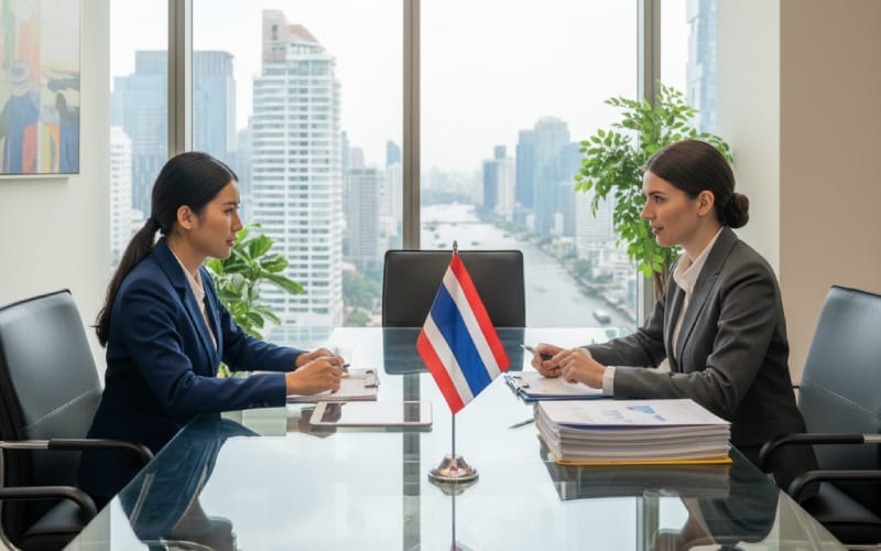 Une réunion d'affaires entre femmes en Thaïlande. 