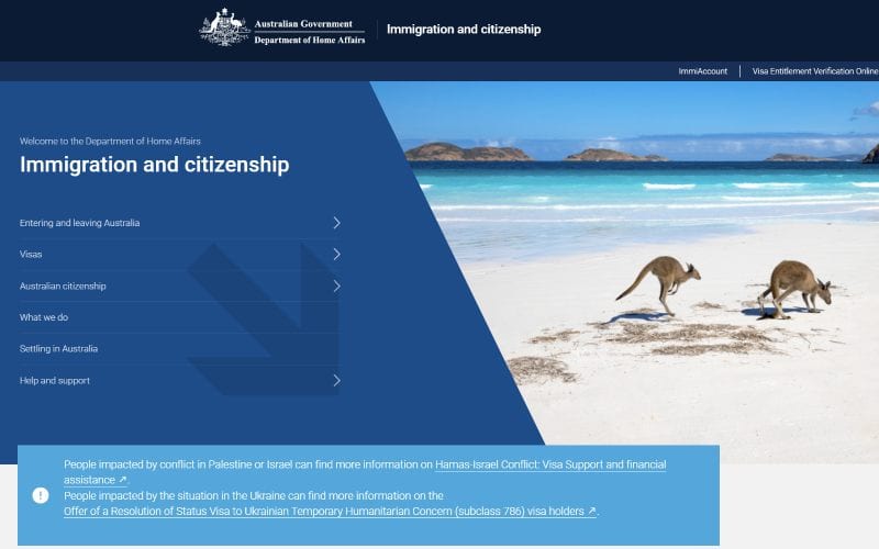 Le site officiel Australien pour demander des visas. 