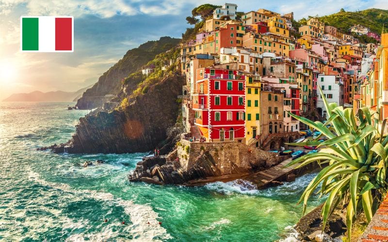 Vue aérienne des cinq terres en Italie.