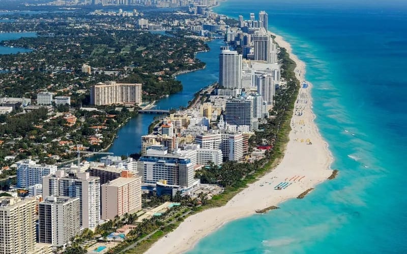 Vue aérienne de Miami aux états unis. 