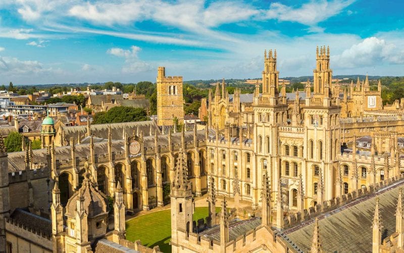 Vue aérienne de l'Université d'Oxford. 