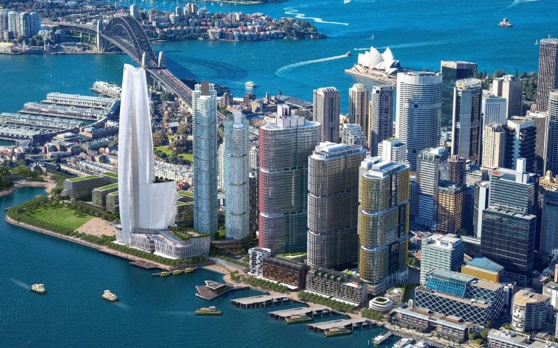 Vue aérienne du centre financier de Sydney. 