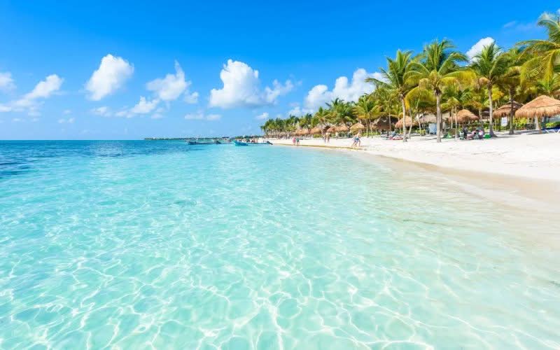 Playa del carmen, avec eau turquoise au Mexique.